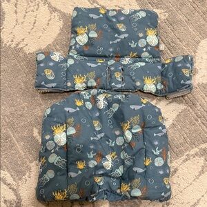 Marine Print Padded Tripp Trapp Highchair Liner - Ocean Blue Coral Pattern